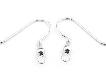 Boucle d'oreille Crochet Plaqué Rhodium Noir ou Argent Appret de qualité professionnelle pour la création de bijoux