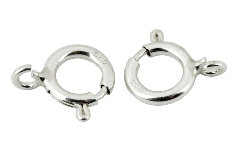 Set of 2 round spring clasps 925 Solid Sterling Silver Diameter 5 or 6 mm For necklace and bracelet Craft findings for your creations 画像 8