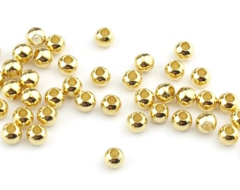 Lot de 5 perles de séparation Plaqué Or 24 carats Diamètre 3 mm Apprets de bijouterie pour la création de bijoux personnalisés
