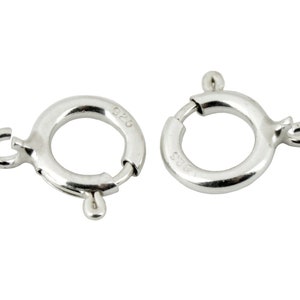 Set of 2 round spring clasps 925 Solid Sterling Silver Diameter 5 or 6 mm For necklace and bracelet Craft findings for your creations Ø 5 mm