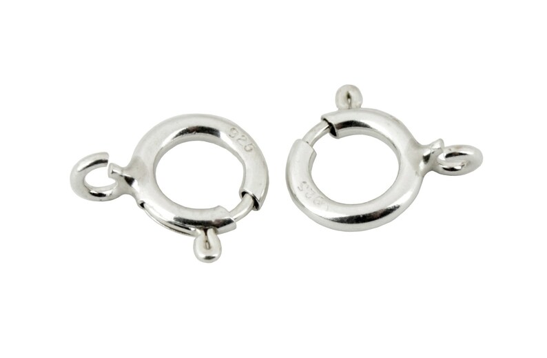 Set of 2 round spring clasps 925 Solid Sterling Silver Diameter 5 or 6 mm For necklace and bracelet Craft findings for your creations Ø 5 mm