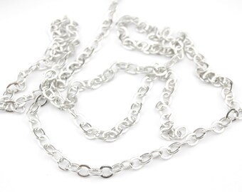 Chain 50 cm link 2.7 mm Black or White Rhodium Plated Findings for jewelry creator to make personnalized Pendant necklace