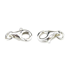 Set of 2 Lobster clasps 925 Solid Sterling Silver 10 or 12 mm Ring connector For necklace and bracelet Craft findings