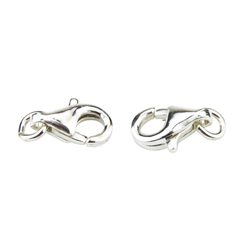 Lot de 2 Fermoirs mousquetons 10 ou 12 mm en Argent Massif 925 Avec anneaux Pour créateur de bijoux personnalisés Collier Bracelet 10 mm