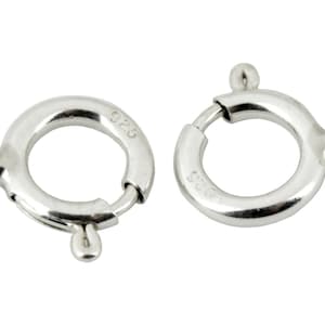 Lot de 2 Fermoirs ronds à ressort en Argent Massif 925 Diamètre 5 ou 6 mm Pour la création de bijoux Bracelet Collier Pendentif Ø 6 mm