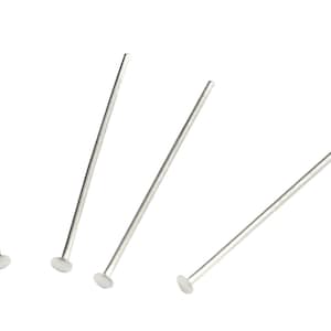 Conjunto de 4 pinos de cabeça chata em prata esterlina 925 Comprimento de 20 a 50 mm Achados profissionais de joias para suas criações