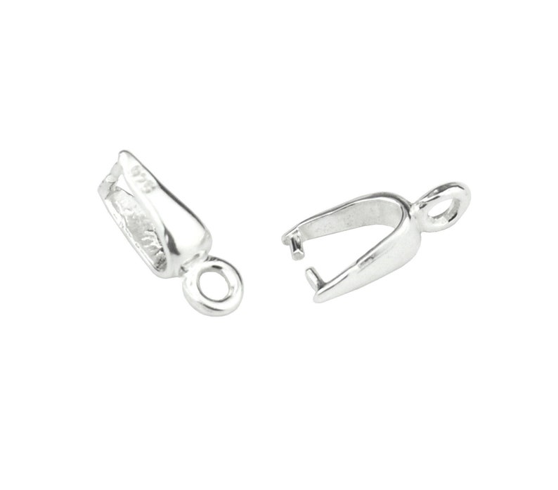 925 Solid Sterling Silver Set of 2 Pinch Bails for drilled Penda 925 Solid Sterling Silver Set of 2 Pinch Bails for drilled Penda