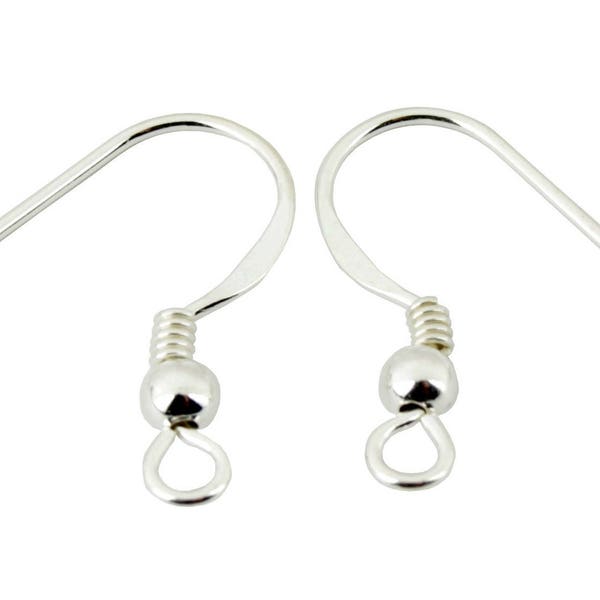 Pair of Earrings Hook 20 mm 925 Solid Sterling Silver Professional quality Findings for jewelry making