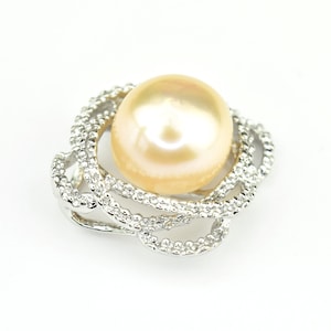 Big freshwater pearl pendant 8 - 10 mm Rhodium plated metal to easily make a pendant necklace