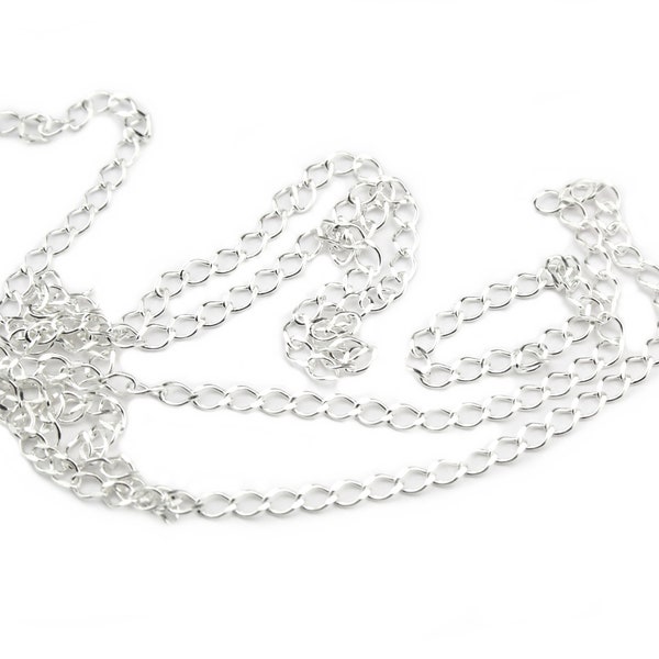 Chaine 50 cm en Argent Massif 925 Maille 1,4 ou 2,5 mm Appret pour la création de bijoux collier bracelet pendentif