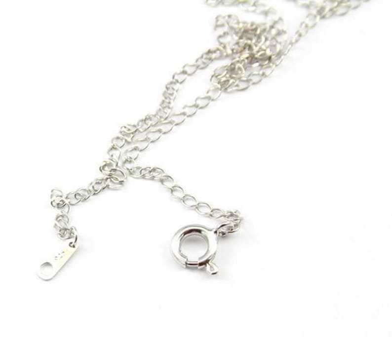 Necklace chain with round spring clasp and connector Rhodium plated 925 Solid Sterling Silver Findings For jewelry making as necklace