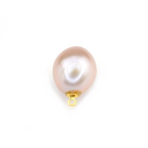Genuine Freshwater Pearl Very big Pearl 12 mm With bail lavender color Natural jewelery findings to create your personalized pendant