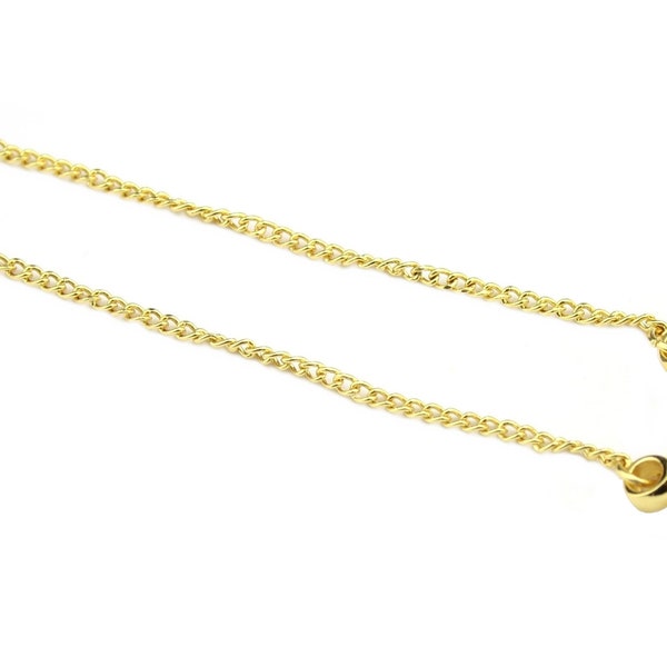 Pair of thin chain 50 mm 24K Gold Plated For pendant earrings With bails to fix pearl ball or bubble with glue For your DIY creations