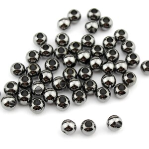 Set of 5 Spacer beads White or Black Rhodium Plated Diameter 3 mm Craft findings for designer to create personalized jewel