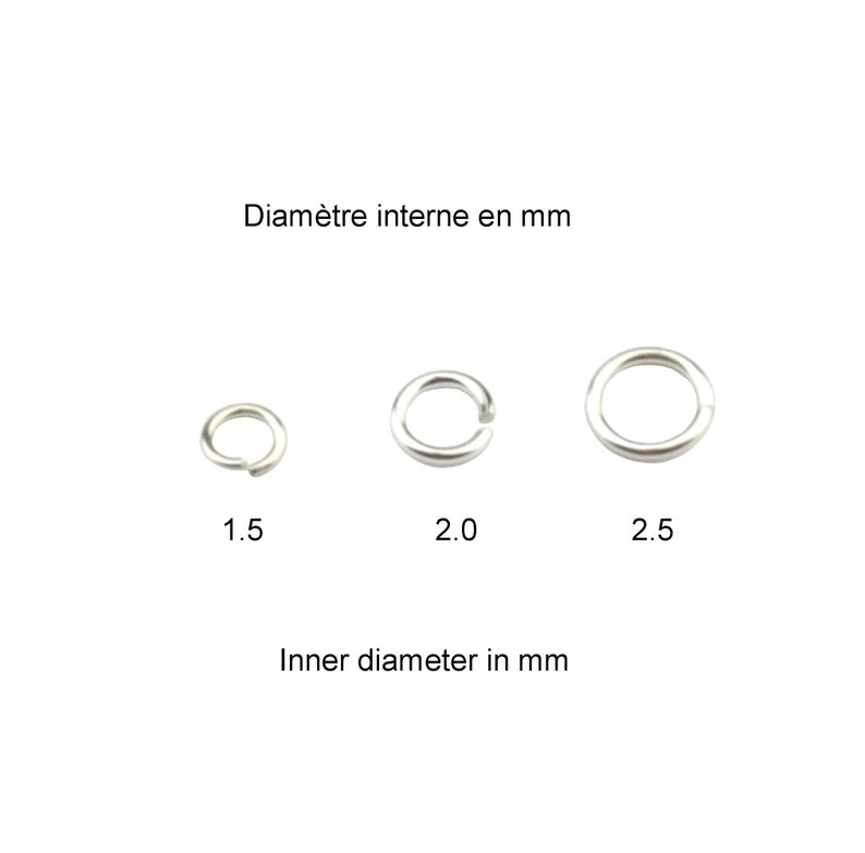 Lot de 15 Petits anneaux ouverts fins en Argent Massif 925 Diamètre 1,5 à 2,5 mm Composant de bijouterie pour tous les créateurs de bijoux Ø 1.5 2.0 2.5 mm