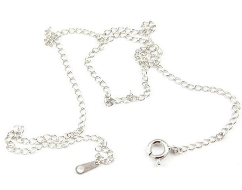 Necklace chain with round spring clasp and connector Rhodium plated 925 Solid Sterling Silver Findings For jewelry making as necklace