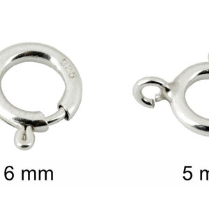 Set of 2 round spring clasps 925 Solid Sterling Silver Diameter 5 or 6 mm For necklace and bracelet Craft findings for your creations 画像 4