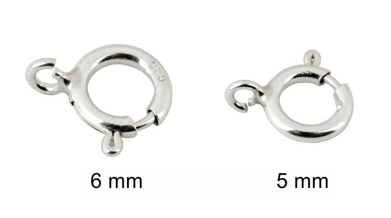 Set of 2 round spring clasps 925 Solid Sterling Silver Diameter 5 or 6 mm For necklace and bracelet Craft findings for your creations 画像 4