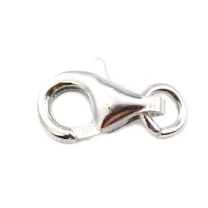 925 Sterling Silver Rhodium plated Set of 2 Lobster clasp 9 or 12 mm For necklace and bracelet Craft findings to make personalized jewel