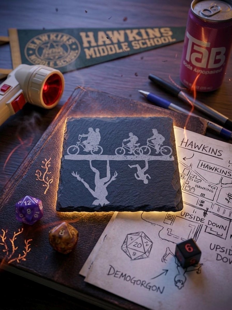 Movie / Tv show Slate Coasters / personalised coasters UPSIDE DOWN