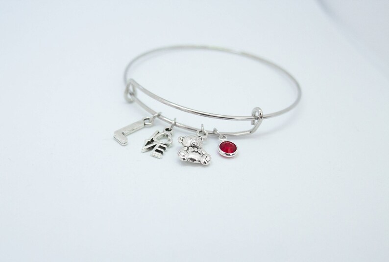 Teddy bear bracelet teddy bear gift bear lover gift bear bracelet teddy bear charm teddy bear love theme charm bracelet initial