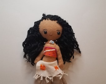 Moana Felt Doll - Free Shipping, Handmade, Female Heroes, Princess, Disney, Hero, Soft Doll
