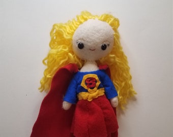 Supergirl Felt Doll - Free Shipping, Handmade, Female Heroes, Super Hero, DC Comics, STEAM