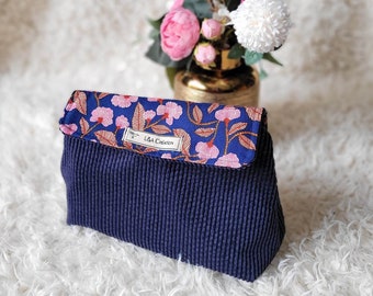 Makeup bag - 31 colors available - with storage for brushes, pencils - velvet version - fabric of your choice