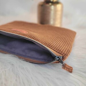 Pochette Housse Velours côtelé 31 couleurs au choix tablette iPad ordinateur personnalisable sur mesure Brun camel