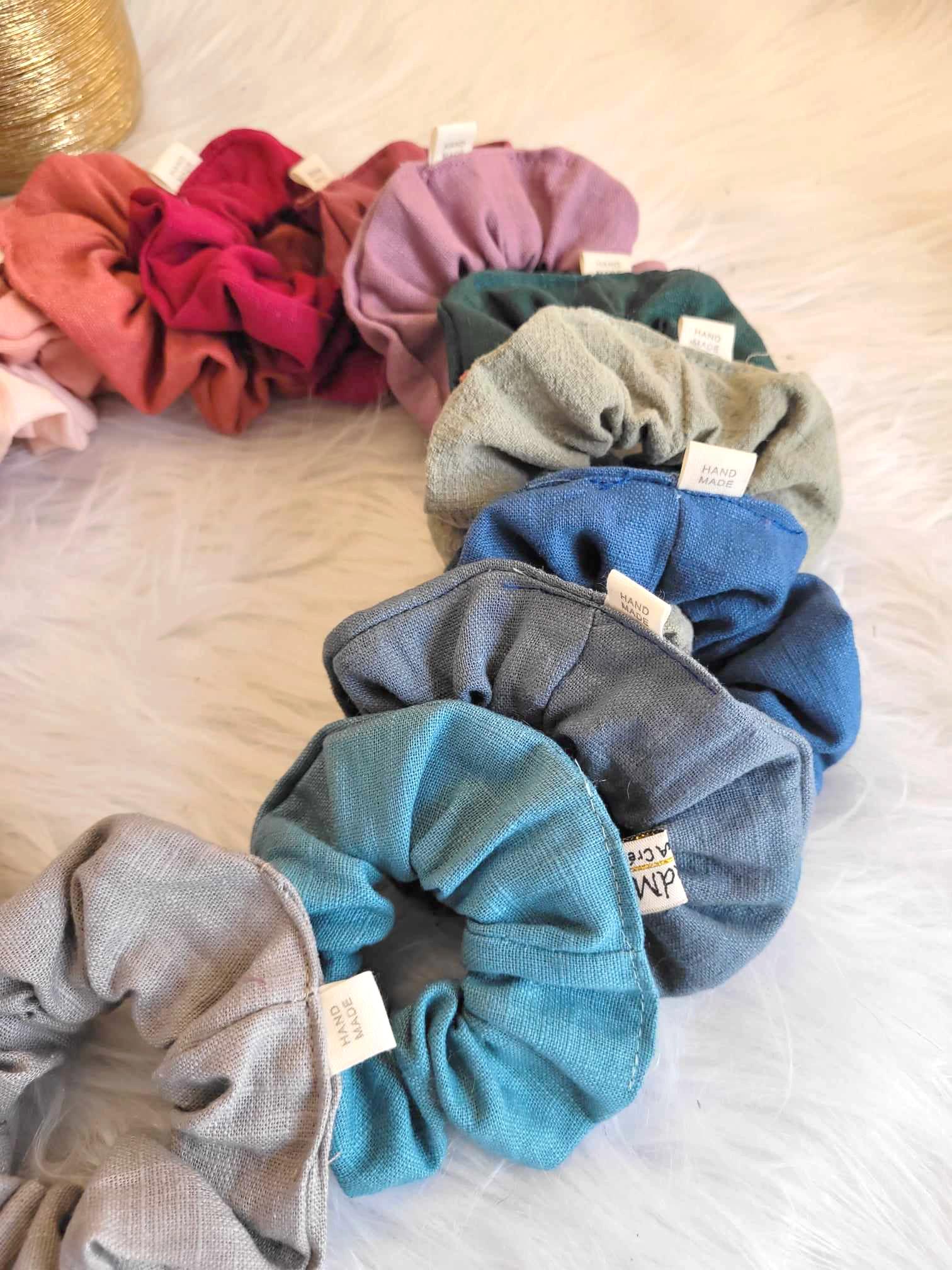 Elastic scrunchie in linen - available in 23 colors - natural material - handmade - Christmas gift