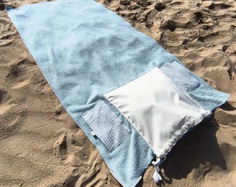 2-in-1 beach bag/towel - 5 designs to choose from, waterproof + inflatable cushion included - beach bag - organic cotton gauze