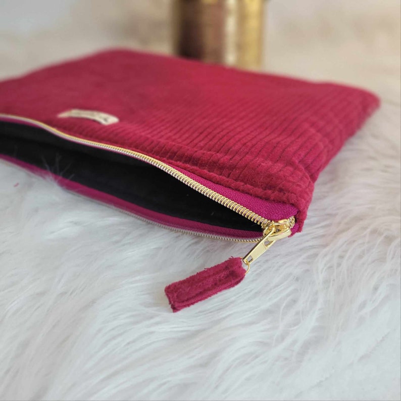 Pochette Housse Velours côtelé 31 couleurs au choix pour tablette iPad Ordinateur couleur personnalisable taille sur mesure Dark pink