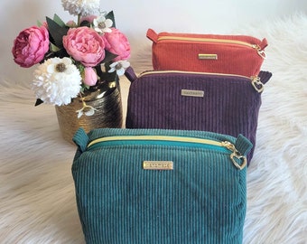 Pencil case - 31 Colors available - trendy corduroy makeup - interior color of your choice