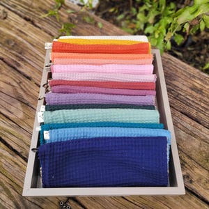 Toalhas de papel ecológicas laváveis BIO cores de sua escolha 1 lado esponja / 1 lado algodão favo de mel - Zero Waste French Artisan Creation