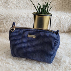 Trendy makeup bag - 31 Colors available - in corduroy - interior color of your choice