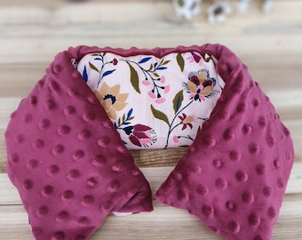 Customizable dry hot water bottle - choice of designs - long, specially designed for the neck and cervical spine, made of soft Minky fleece and cotton - Gift idea