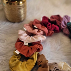 Chouchous scrunchie en Lin disponible en 17 couleurs matière naturelle fait main artisanal image 4