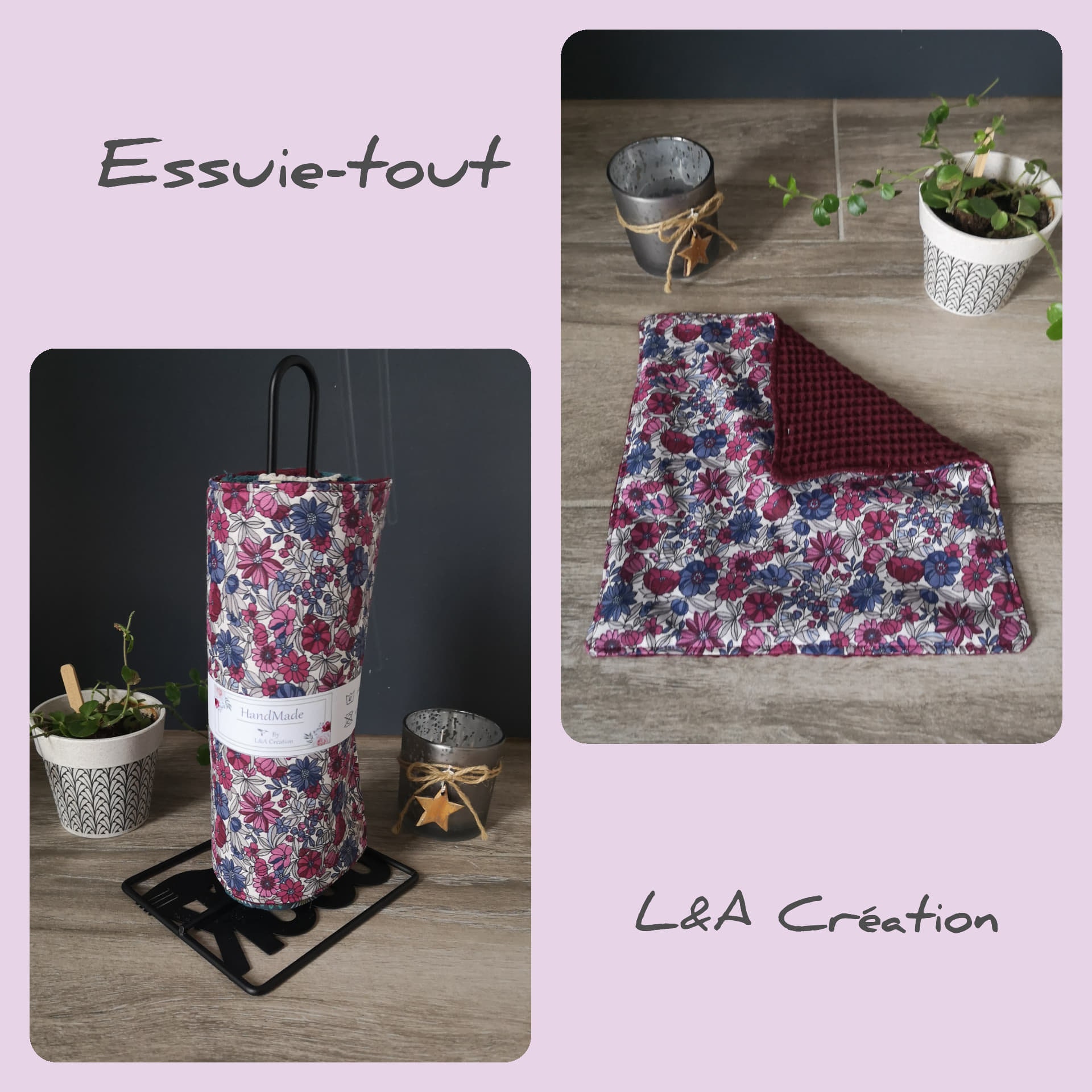 Essuie-Tout Lavable - Serviette Coton Liberty Bord Éponge ou Nid d'abeille avec Sans Pressions Plusi