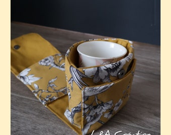 Borsa per tazza - 60 modelli disponibili tra cui scegliere - borsa per tazza di tè o caffè - bustina di tè, cialda di caffè - cucchiaio - zucchero - L&A Création HandMade