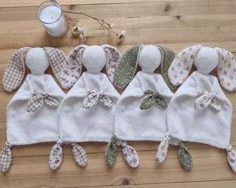 Baby bunny comforter - Ideal newborn gift - Very soft Oeko-Tex bamboo terry cloth - Several designs