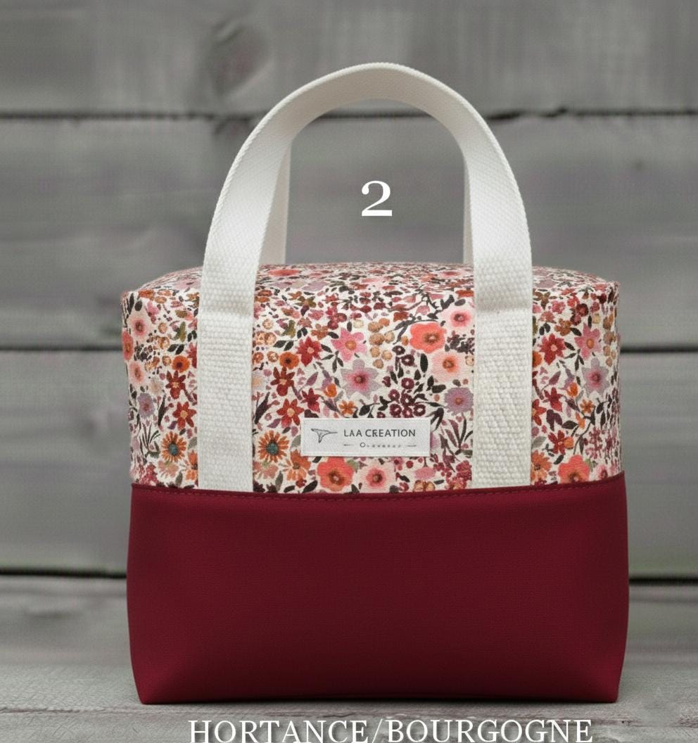 Borsa Pranzo Donna In Velluto A Coste Bianco Fragola - Termica Isolata, Leggera, Con Tasca, Per Lavoro E Picnic