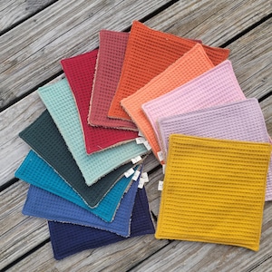 21 cores à escolha - Toalhas de papel ecológicas laváveis - 1 lado esponja 1 lado favo de mel - Desperdício Zero - Criação Artesanal Francesa