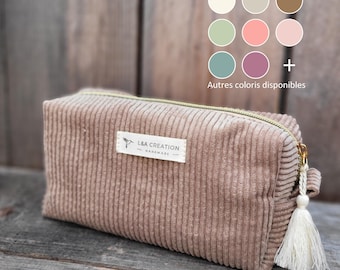 Corduroy makeup bag - many colors to choose from - for pencils, makeup - waterproof interior - Gift idea - handmade