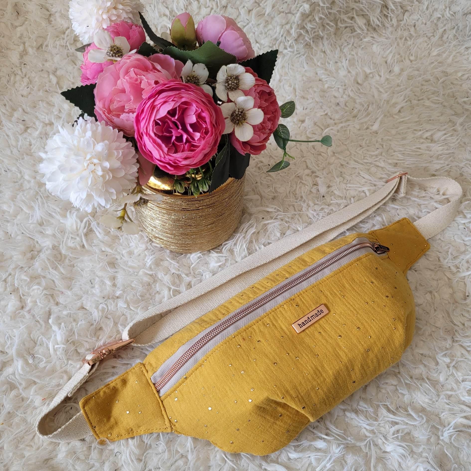 Customizable Fanny Pack - 23 Colors Cotton Gauze With Golden Customizable Fanny Pack - 23 Colors Cotton Gauze With Golden