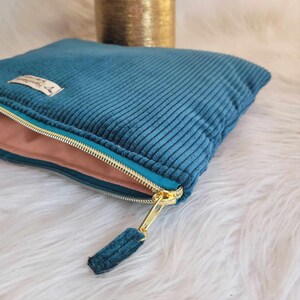 Pochette Housse Velours côtelé 31 couleurs au choix pour tablette iPad Ordinateur couleur personnalisable taille sur mesure Vert Paon