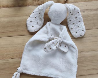 Baby bunny comforter - Ideal newborn gift - Very soft Oeko-Tex bamboo terry cloth - Several designs