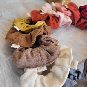 Chouchous scrunchie en Lin disponible en 17 couleurs matière naturelle fait main artisanal image 2