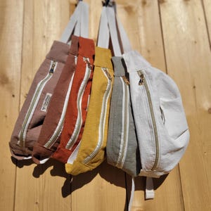 Sac banane en lin - 23 couleurs au choix - personnalisable - modèle mixte - couleur intérieure  au choix - ARTISANAL - idée deau