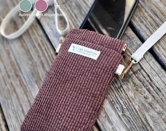 Small corduroy phone case with adjustable shoulder strap - several colors to choose from - ideal gift