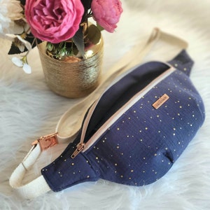 Fanny pack 18 colors to choose from gold polka dot cotton Customizable interior color of your choice HANDMADE marine pois doré